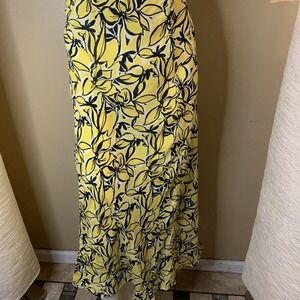 Creation L Long Zip‎ Printed Blended Material Maxi Skirt Floral Yellow Wms 4